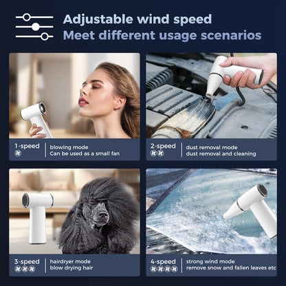 Compressed Air Duster, Replaces Air Cans, Turbo Blower ,Lightweight Hand-Held Leaf Turbo Blower ,100000 RPM Dust Cleaner Mini Blower for Computer Keyboard